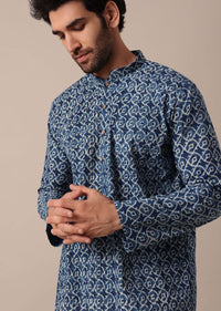 Jaipur Print Cotton Kurta Set In Blue