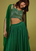 Forest Green Bandhani Print Palazzo Set In Georgette With Mirror Work
