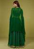 Forest Green Bandhani Print Palazzo Set In Georgette With Mirror Work