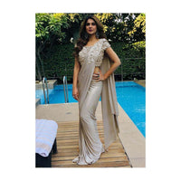 Jennifer Winget in Kalki grey draped  lycra saree