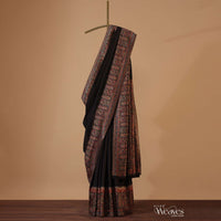 Black Cotton Silk Pashmina Woven Saree With An Unstitched Blouse