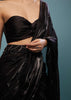 Jet Black Embroidered Ready-Pleated Organza Saree