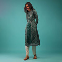 June Green Kurti In Cotton Silk With Zardozi Work