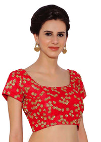 Coral Blouse In Raw Silk With Sequins Embroidery And Side Zip Online - Kalki Fashion