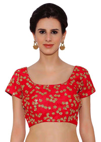 Coral Blouse In Raw Silk With Sequins Embroidery And Side Zip Online - Kalki Fashion