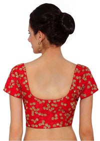 Coral Blouse In Raw Silk With Sequins Embroidery And Side Zip Online - Kalki Fashion