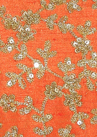 Orange Blouse In Raw Silk With Sequins Embroidery And Side Zip Online - Kalki Fashion