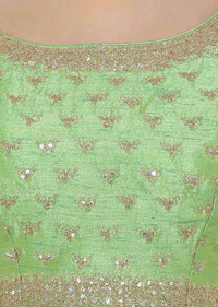 Parrot Green Blouse In Raw Silk With Sequins Embroidery Online - Kalki Fashion