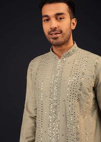 Sage Green Mirror Embroidered Kurta Set