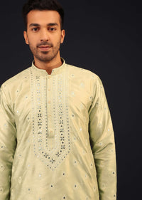 Lemon Green Embroidered Kurta Set