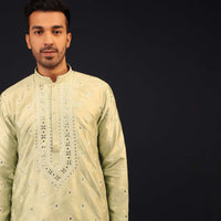 Lemon Green Embroidered Kurta Set