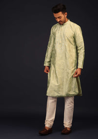 Lemon Green Embroidered Kurta Set