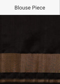 Kalki Antique Moss Green And Black Saree In Silk With Ikat Weave Patola Floral Work