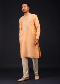 Peach Mirror Embroidered Kurta Set