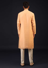 Peach Mirror Embroidered Kurta Set