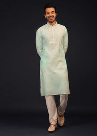 Aqua Green Embroidered Kurta Set