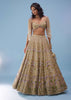 Gold Toned Bridal Naziaa Beige Lehenga With 3D FLoral Embroidery And An Embroidered Shoulder Rest- NOOR 2022