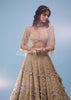 Gold Toned Bridal Naziaa Beige Lehenga With 3D FLoral Embroidery And An Embroidered Shoulder Rest- NOOR 2022