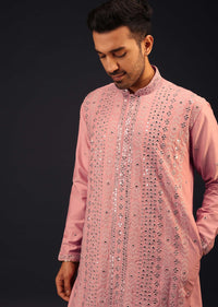 Blush Pink Mirror Embroidered Kurta Set