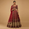 Bride And Baraat Apple Red Fully Embroidered Lavish Lehenga Choli With Belt