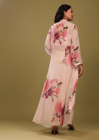 Bright White Palazzo Top Set With Shrug In A Breezy Floral Print And Embroidery