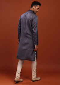 Fog Grey Festive Kurta In Mini Silk With A Cocktail Look