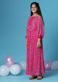 Kalki Cherry Pink Top And Palazzo Set In Georgette For Girls