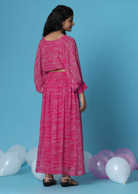 Kalki Cherry Pink Top And Palazzo Set In Georgette For Girls