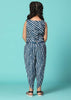 Kalki Cobalt Blue Embroidered Top And Pant Set With Jacket In Silk For Girls