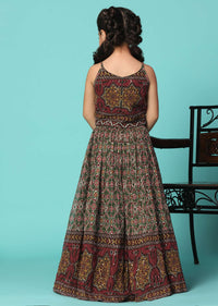Kalki Deep Green Top And Lehenga Set In Georgette With Sequins Work For Girls