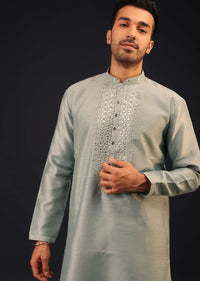 Powder Blue Mirror Embroidered Kurta Set