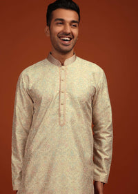 Festive Glass Green Kurta Set In Bangalore Silk With Embroidered Florals