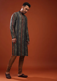 Festive Multicolor Kurta Set In Cotton With Floral Print