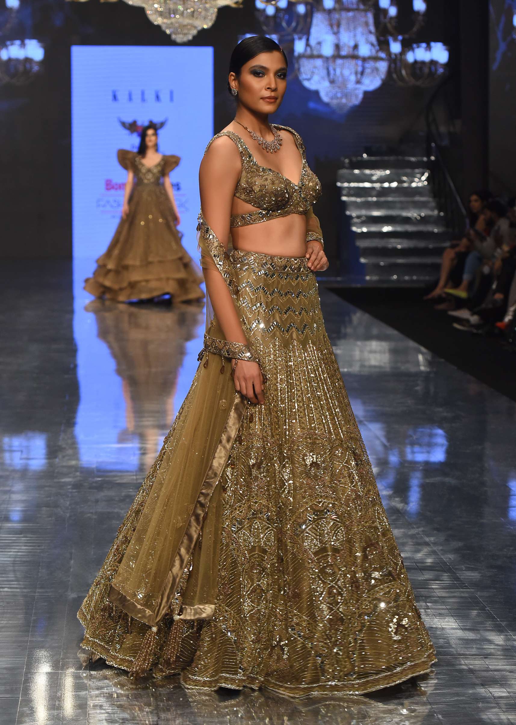 Mocha Brown Festive Ornate Net Lehenga In With Heavy Embroidery - NOOR 2022