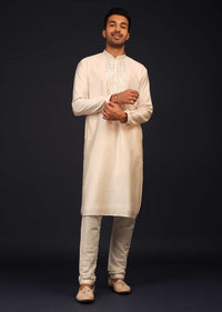 Kalki Gardenia White Embroidered Kurta Set