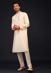 Kalki Gardenia White Embroidered Kurta Set