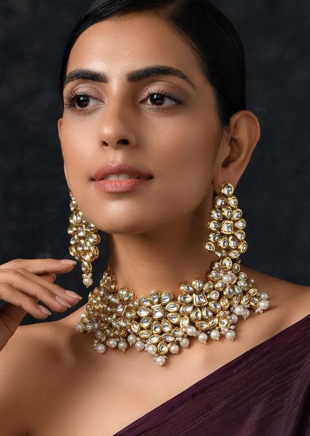 Gold Plated Kundan Necklace Set