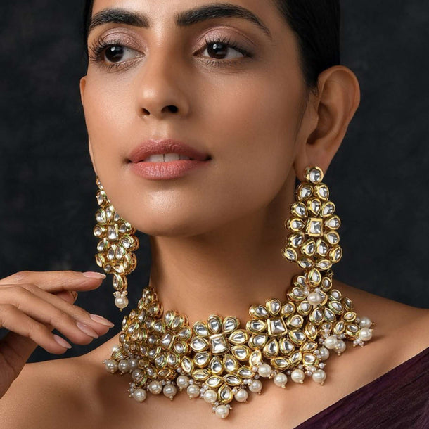 Gold Plated Kundan Necklace Set