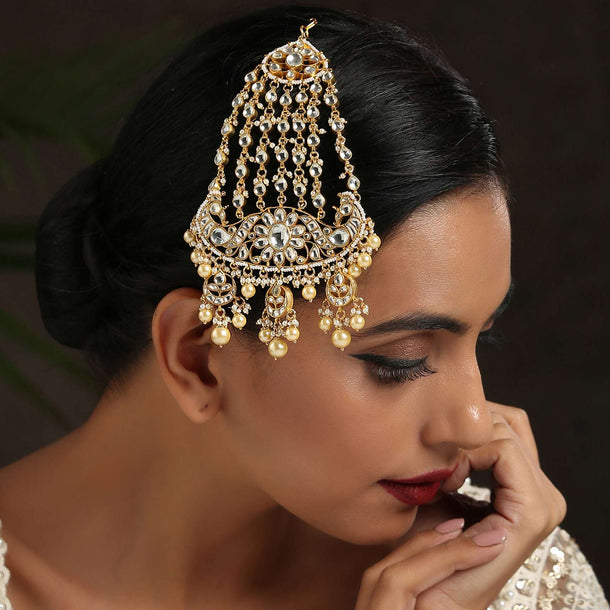 Gold Plated Kundan Passa/Jhoomar