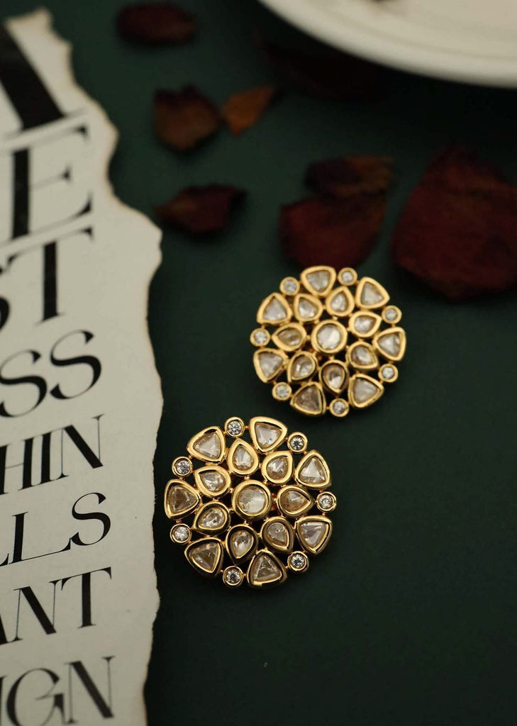 Gold Plated Kundan Stud Earrings