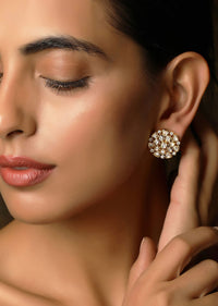 Gold Plated Kundan Stud Earrings