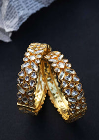 Gold Plated Polki Bangles Set