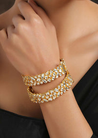 Gold Plated Polki Bangles Set