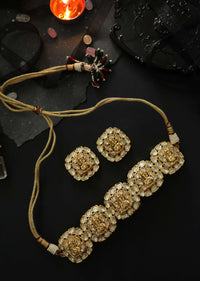 Gold Plated Temple Work Choker Necklace Set