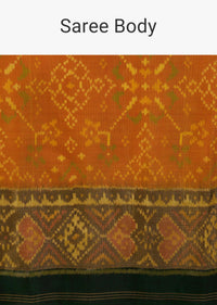 Kalki Golden Oak Yellow Saree In Silk With Ikat Weave Patola Work