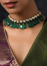 Green Gold Plated Kundan Choker Necklace