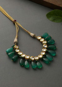 Green Gold Plated Kundan Choker Necklace
