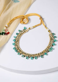 Green Gold Plated Kundan Necklace