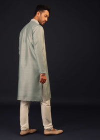 Powder Green Mirror Embroidered Kurta Set