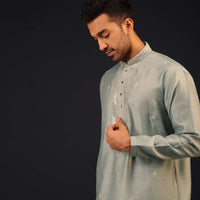 Powder Green Mirror Embroidered Kurta Set